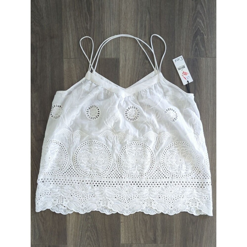 Dex Women's Eyelet Embroidered Top Size S Fits Larger